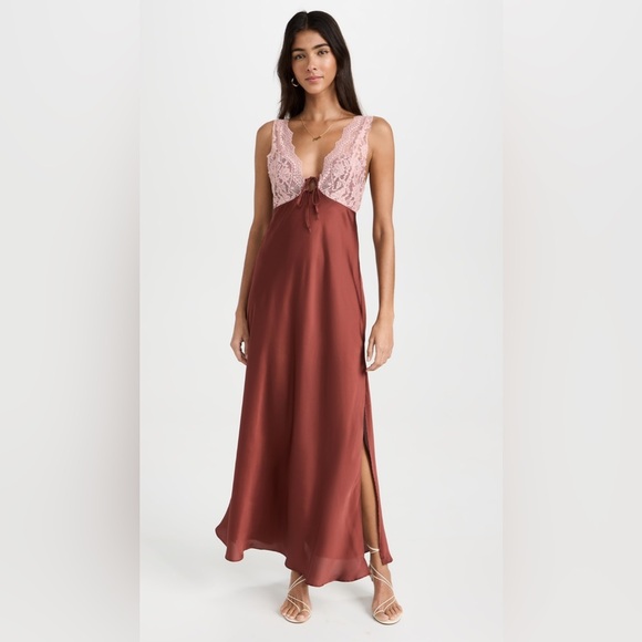Free People Dresses & Skirts - Free People Maxi Slip Dress in Rust and Blush Lace